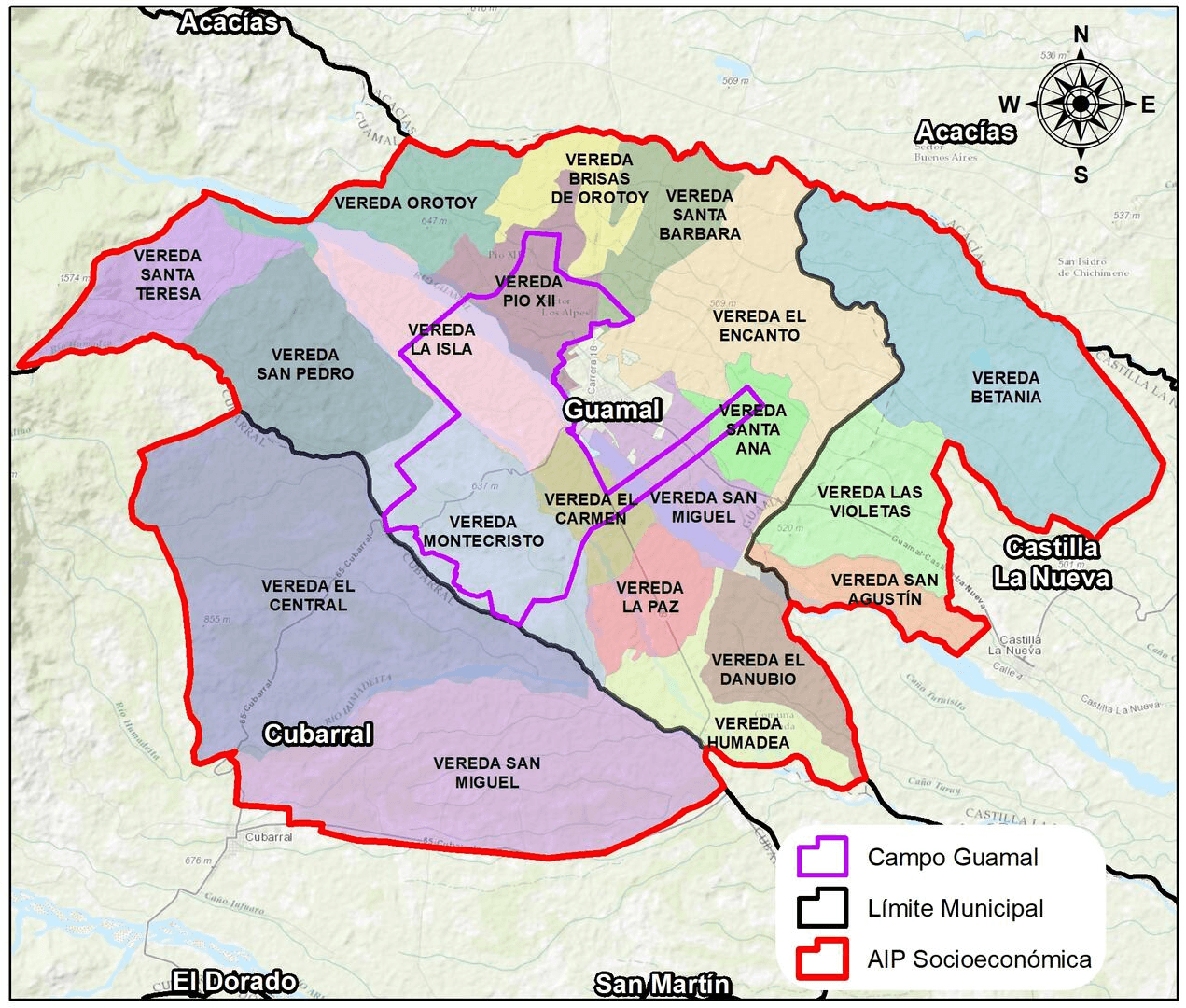 Mapa del Área de Influencia Preliminar del Campo Guamal